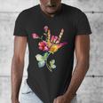 Flower American Sign Language ASL Teacher Teaching Deaf Men's V-Neck T-Shirt, funny design
