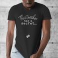 Fun Pregnant Teacher Announcement Idea- Footprints On Tummy Men's V-Neck T-Shirt, funny design Fun Pregnant Teacher Announcement Idea- Footprints On Tummy Men's V-Neck T-Shirt, funny design