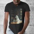 Ghost Library Halloween Book Reading Books Lover Teacher Men's V-Neck T-Shirt, funny design