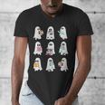 Ghost Reading Books Spooky Librarian Teacher Women Men's V-Neck T-Shirt, funny design Ghost Reading Books Spooky Librarian Teacher Women Men's V-Neck T-Shirt, funny design