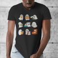 Ghost Reading Teacher Halloween Librarian Book Lover School Men's V-Neck T-Shirt, funny design Ghost Reading Teacher Halloween Librarian Book Lover School Men's V-Neck T-Shirt, funny design