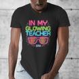 In My Glowing Teacher Era Groovy Colorful Bright Men's V-Neck T-Shirt, Groovy Teacher Gifts, funny design