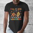Groovy Fall In Love With Learning Autumn Pumpkin Teacher Men's V-Neck T-Shirt, Groovy Teacher Gifts, funny design Groovy Fall In Love With Learning Autumn Pumpkin Teacher Men's V-Neck T-Shirt, Groovy Teacher Gifts, funny design