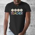 Groovy Teacher Cute Daisy Flower Retro Back To School Men's V-Neck T-Shirt, Groovy Teacher Gifts, funny design