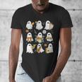 Halloween Ghost Music Teacher Playing Instruments Men's V-Neck T-Shirt, funny design Halloween Ghost Music Teacher Playing Instruments Men's V-Neck T-Shirt, funny design