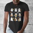 Halloween Ghost Playing Musical Instruments Music Teacher Men's V-Neck T-Shirt, funny design