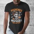 Halloween Skeleton Teacher Phonemes Graphemes Caffeine Lover Men's V-Neck T-Shirt, funny design Halloween Skeleton Teacher Phonemes Graphemes Caffeine Lover Men's V-Neck T-Shirt, funny design