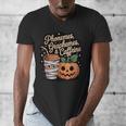 Halloween Teacher Phonemes Graphemes Caffeine Coffee Lover Men's V-Neck T-Shirt, funny design Halloween Teacher Phonemes Graphemes Caffeine Coffee Lover Men's V-Neck T-Shirt, funny design