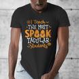 Halloween Teacher I Teach The Most Spooktacular Students Men Women Men's V-Neck T-Shirt, funny design