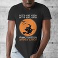 Halloween Teacher Witch Lets Eat Kids Punctuation Men's V-Neck T-Shirt, funny design