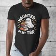 Haunted By My TBR Cute Ghost Book Reading Teacher Halloween Men's V-Neck T-Shirt, funny design