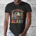 Inclusion Isnt Scary Halloween Skeleton Ghost Sped Teacher Men's V-Neck T-Shirt, funny design