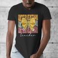 Interventionist Teacher Groovy Coquette Bow Back To School Men's V-Neck T-Shirt, Groovy Teacher Gifts, funny design Interventionist Teacher Groovy Coquette Bow Back To School Men's V-Neck T-Shirt, Groovy Teacher Gifts, funny design