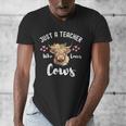 Just A Teacher Who Loves Cows Shirt Cute Highland Cow Men's V-Neck T-Shirt, funny design
