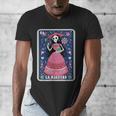 La Maestra Halloween Mexican Bingo Card Teacher Lottery Card Men's V-Neck T-Shirt, funny design La Maestra Halloween Mexican Bingo Card Teacher Lottery Card Men's V-Neck T-Shirt, funny design