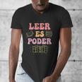 Leer Es Poder Groovy Spanish Teacher Bilingual Maestra Men Women Men's V-Neck T-Shirt, Groovy Teacher Gifts, funny design
