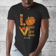 Leopard Pumpkin Love Teacher Life Thanksgiving Fall Women Men's V-Neck T-Shirt, funny design