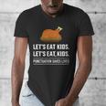 Let's Eat Kids Grammar For Thanksgiving Teacher Men's V-Neck T-Shirt, funny design