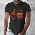 Life Is Better With Music Theory Musician Teacher Notes Clef Men's V-Neck T-Shirt, funny design