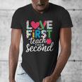 Love Them First Teach Them Second Teacher Student Love Quote Men's V-Neck T-Shirt, funny design Love Them First Teach Them Second Teacher Student Love Quote Men's V-Neck T-Shirt, funny design