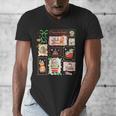 Merry And Bright Christmas Gingerbread Santa Book Teacher Men's V-Neck T-Shirt, funny design