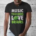 Music Teachers Love Brains Cute Teaching Halloween Men's V-Neck T-Shirt, funny design