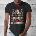 Be Nice To The Teacher Santa Is Watching Christmas Men's V-Neck T-Shirt, funny design Be Nice To The Teacher Santa Is Watching Christmas Men's V-Neck T-Shirt, funny design