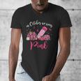In October We Wear Pink Apple Teacher Daisy Breast Cancer Men's V-Neck T-Shirt, funny design