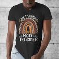 One Thankful Math Teacher Leopard Rainbow Thanksgiving Men's V-Neck T-Shirt, funny design One Thankful Math Teacher Leopard Rainbow Thanksgiving Men's V-Neck T-Shirt, funny design