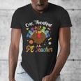 One Thankful PE Teacher Turkey Thanksgiving -Adults & Kids Classic Fit Polyester 100 Short Sleeve Men's V-Neck T-Shirt, Pe Teacher Gifts, funny design