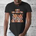 One Thankful Teacher Fall Leaves Thanksgiving Retro Men's V-Neck T-Shirt, funny design One Thankful Teacher Fall Leaves Thanksgiving Retro Men's V-Neck T-Shirt, funny design