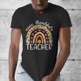 One Thankful Teacher Thanksgiving Rainbow Leopard Fall Men's V-Neck T-Shirt, funny design One Thankful Teacher Thanksgiving Rainbow Leopard Fall Men's V-Neck T-Shirt, funny design