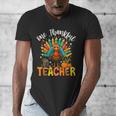 One Thankful Teacher Thanksgiving Turkey Cute Crayon Pencil Men's V-Neck T-Shirt, funny design One Thankful Teacher Thanksgiving Turkey Cute Crayon Pencil Men's V-Neck T-Shirt, funny design