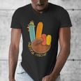 One Thankful Teacher Thanksgiving Turkey Peace Hand Sign Men's V-Neck T-Shirt, funny design One Thankful Teacher Thanksgiving Turkey Peace Hand Sign Men's V-Neck T-Shirt, funny design