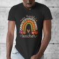 One Thankful Teacher Thanksgiving Turkey Rainbow Fall Men's V-Neck T-Shirt, funny design One Thankful Teacher Thanksgiving Turkey Rainbow Fall Men's V-Neck T-Shirt, funny design