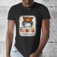 One Thankful Teacher's Aide Messy Bun Thanksgiving Fall Men's V-Neck T-Shirt, funny design One Thankful Teacher's Aide Messy Bun Thanksgiving Fall Men's V-Neck T-Shirt, funny design