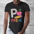 P Is For Pre K Teacher Student Pencil Apple Back To School Men's V-Neck T-Shirt, funny design P Is For Pre K Teacher Student Pencil Apple Back To School Men's V-Neck T-Shirt, funny design