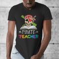 Pirate Teacher Halloween Skull Adult Men's V-Neck T-Shirt, funny design Pirate Teacher Halloween Skull Adult Men's V-Neck T-Shirt, funny design