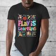 Play Is Learning Educational Teacher Women Men's V-Neck T-Shirt, funny design Play Is Learning Educational Teacher Women Men's V-Neck T-Shirt, funny design