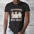 Preschool Boo Crew Groovy Halloween Floral Ghost Teacher Men Women Kids Men's V-Neck T-Shirt, Groovy Teacher Gifts, funny design