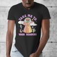 Take Me To Your Readers Alien Teacher Halloween Literacy Men's V-Neck T-Shirt, funny design