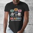 Reading Beats Everything Teacher Rock Paper Scissors Men's V-Neck T-Shirt, funny design Reading Beats Everything Teacher Rock Paper Scissors Men's V-Neck T-Shirt, funny design