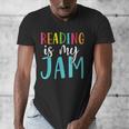 Reading Is My Jam Back To School Teacher Men's V-Neck T-Shirt, funny design Reading Is My Jam Back To School Teacher Men's V-Neck T-Shirt, funny design