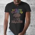 Retro BIOLOGY TEACHERS LOVE BRAINS This Is My Scary STEM Men's V-Neck T-Shirt, funny design