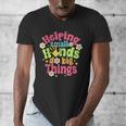 Retro Helping Small Hands Do Big Things Teacher Appreciation For Men Women Men's V-Neck T-Shirt, funny design Retro Helping Small Hands Do Big Things Teacher Appreciation For Men Women Men's V-Neck T-Shirt, funny design