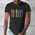 Retro Be Kind ASL Deaf Teacher Sign Language Gay Pride Men's V-Neck T-Shirt, funny design