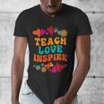 Retro Teach Love Inspire Back To School Teachers Men's V-Neck T-Shirt, funny design