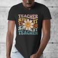 Retro Teacher Daisy Colorful Elementary School Teacher Men's V-Neck T-Shirt, funny design Retro Teacher Daisy Colorful Elementary School Teacher Men's V-Neck T-Shirt, funny design