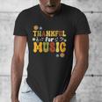 Retro Thankful For Music Floral Music Teacher Thanksgiving Men Women Men's V-Neck T-Shirt, funny design
