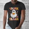Retro Vintage Groovy Trick Or Teach Teacher Halloween For Men Women Kids Men's V-Neck T-Shirt, Groovy Teacher Gifts, funny design Retro Vintage Groovy Trick Or Teach Teacher Halloween For Men Women Kids Men's V-Neck T-Shirt, Groovy Teacher Gifts, funny design